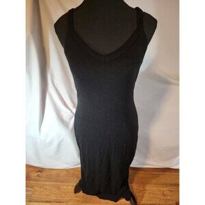 Marine Layer Womens Small Lexi Rib Daytime Midi Dress Black